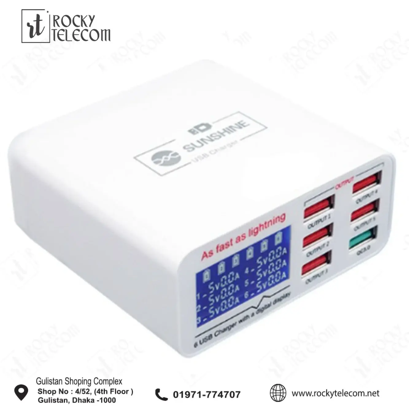 Sunshine SS-304Q 6 Port USB Smart Lightning Charger