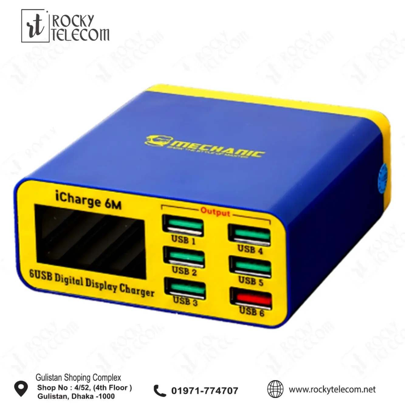 MECHANIC iCharge 6M QC 3.0 USB Smart Charger Fast-charging With LCD Digital Display Multi-Port