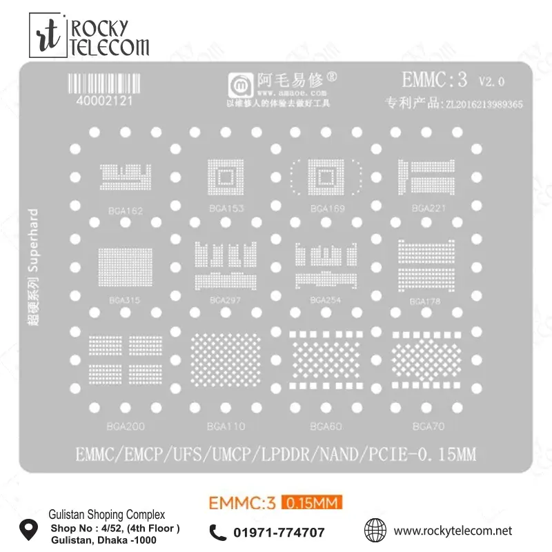 Amaoe EMMC3 Reballing Stencil