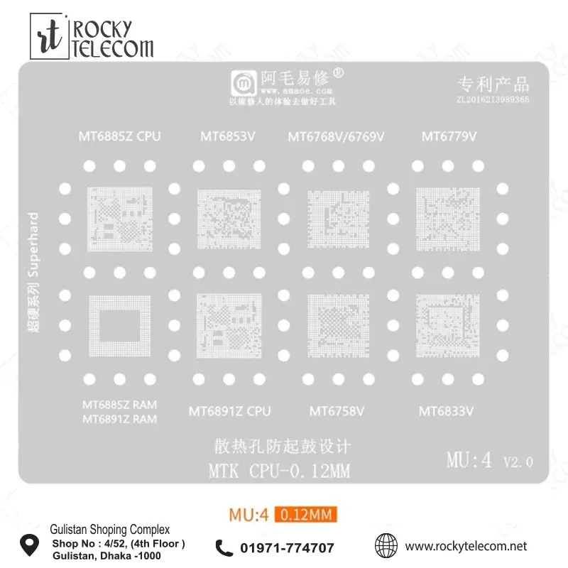 Amaoe MU4 MTK CPU Reballing Stencil