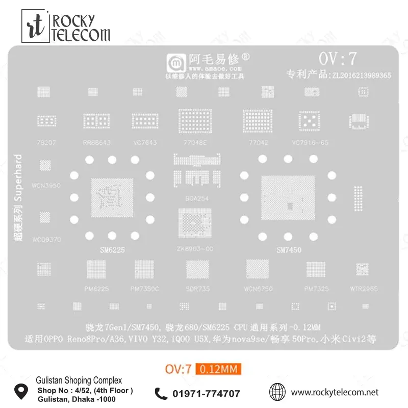 OV7 STENCIL for Snapdragon 7Gen1 / SM7450 / 680 / SM6225