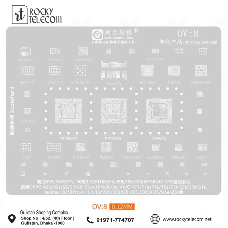 OV8 STENCIL for Snapdragon 695 SM6375 MTK 930/ MT6855V 700/810 MT6833V CPU