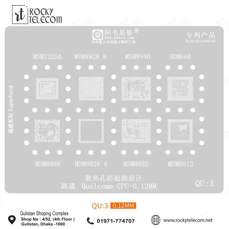 Amaoe QU3 Qualcomm CPU Reballing Stencil