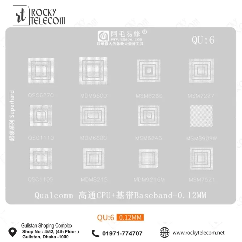 Amaoe QU6 Qualcomm CPU Reballing Stencil