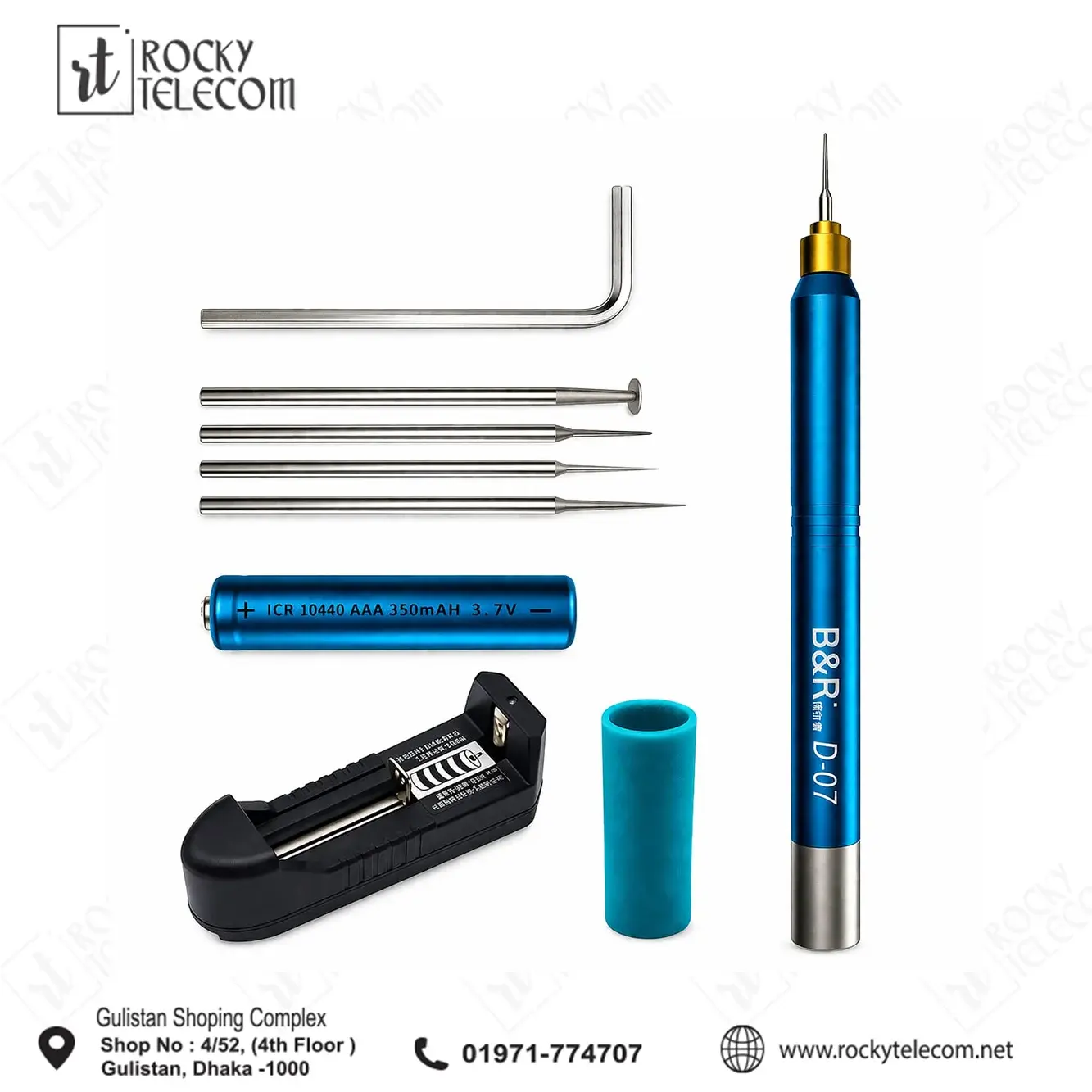 B&R D-07 Mini Rechargeable Electric Grinder Drill With 34 bits & 2 Lithium Battery 350mah