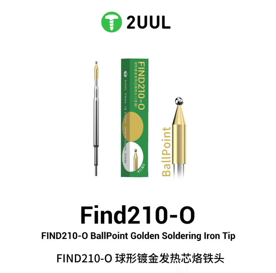 2UUL FD15 Find210-O BallPoint Golden Soldering Iron Tip